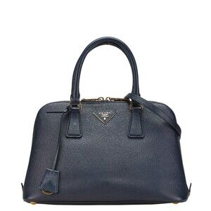 Prada handbag shoulder bag Navy Blue Saffiano leather